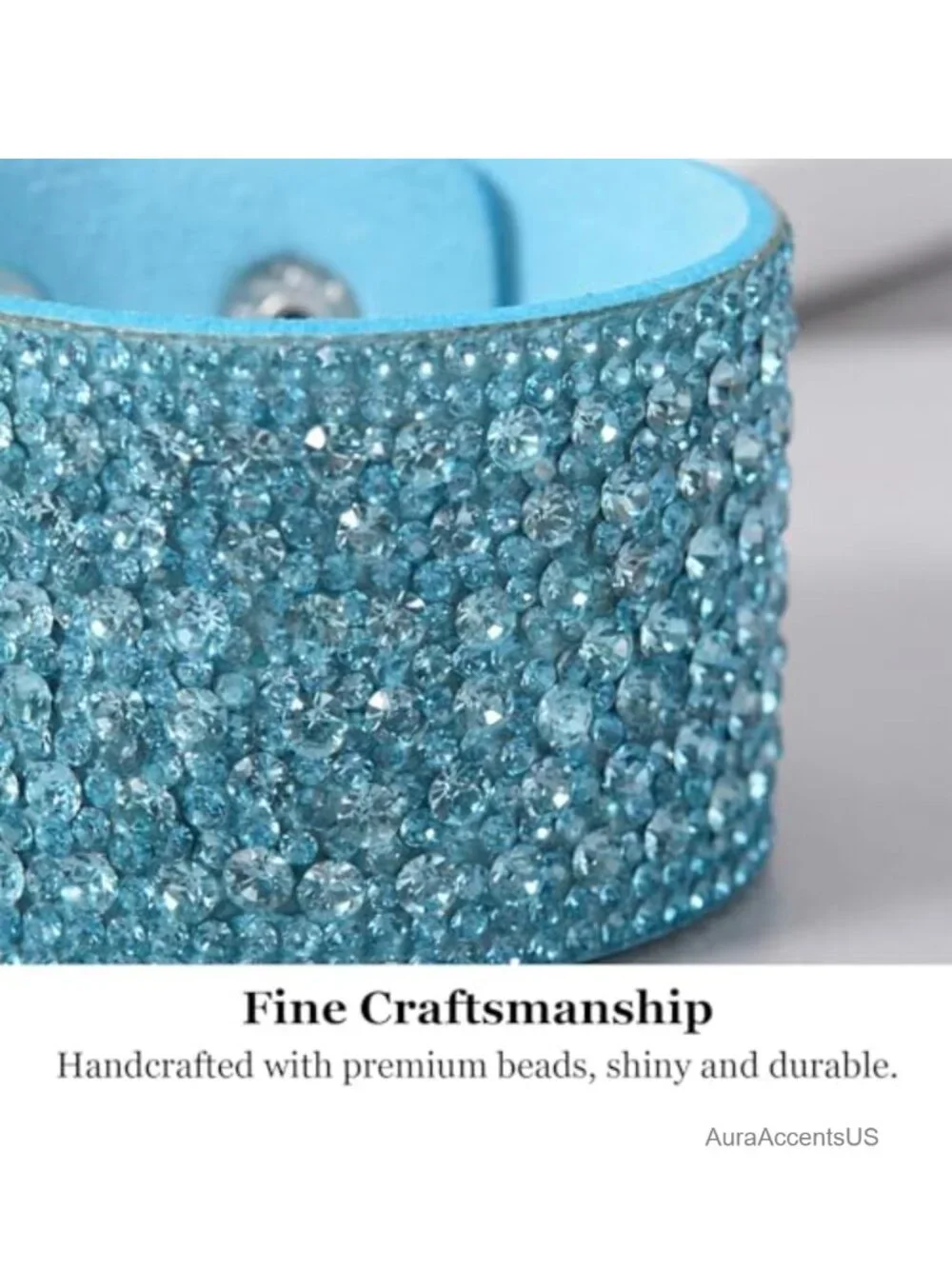 Black Rhinestone Leather Cuff Bracelet Statement Jewelry Women